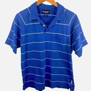 Abercrombie & Fitch Blue White Striped Polo Short Sleeve Shirt